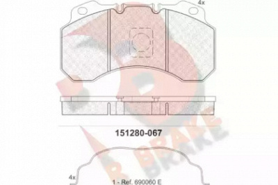 R BRAKE rb1280067 -  Комплект тормозных колодок, дисковый тормоз